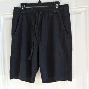men's linen shorts small black casual drawstring